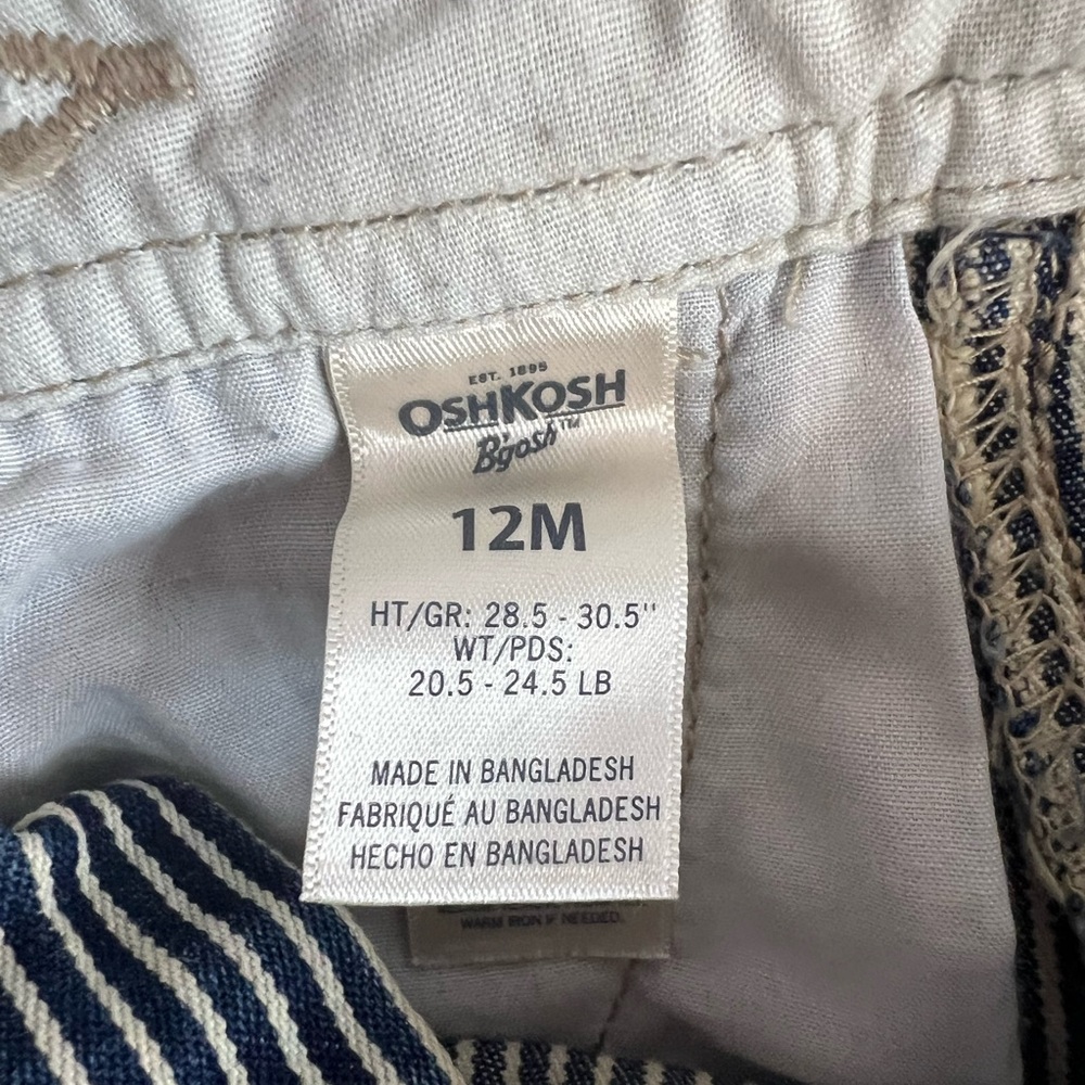 Oshkosh B’gosh stripped overalls size 12M - Picture 9 of 10